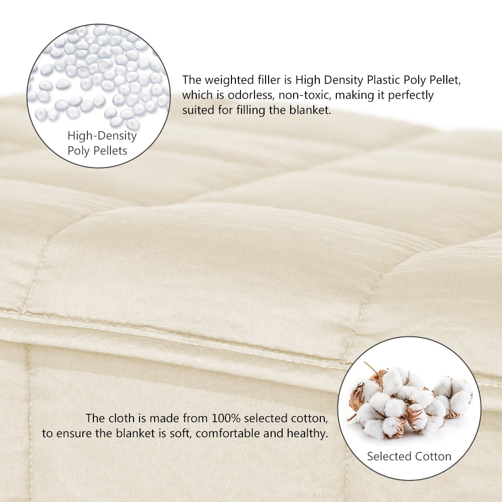 NEX 100% Microfiber Off White Weighted Blanket 12 lbs, 48” x 72” with Removable Light Gray Duvet Cover