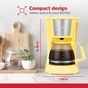 Holstein Housewares 5 Cup Drip Coffee Maker - Yellow - Auto Pause and Serve, Removable Filter Basket, View Water Window - Perfect for Brewing Rich-Tasting Coffee at Home