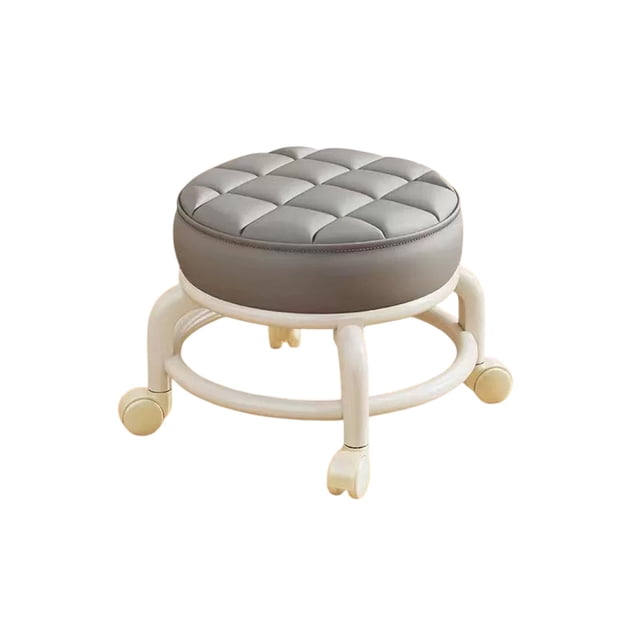 Grey Swivel Wheel Stool Home Plastic Casters Low Stool Living Room Movable Seat For Shoe Changing Craft Work Pet Resting