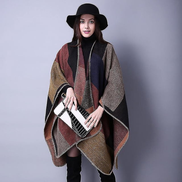 Ponchos para mujer, chales, bufanda de invierno de gran tamaño, Poncho tejido para mujer, capa cálida, cobija vestible a la moda, Sudadera con capucha