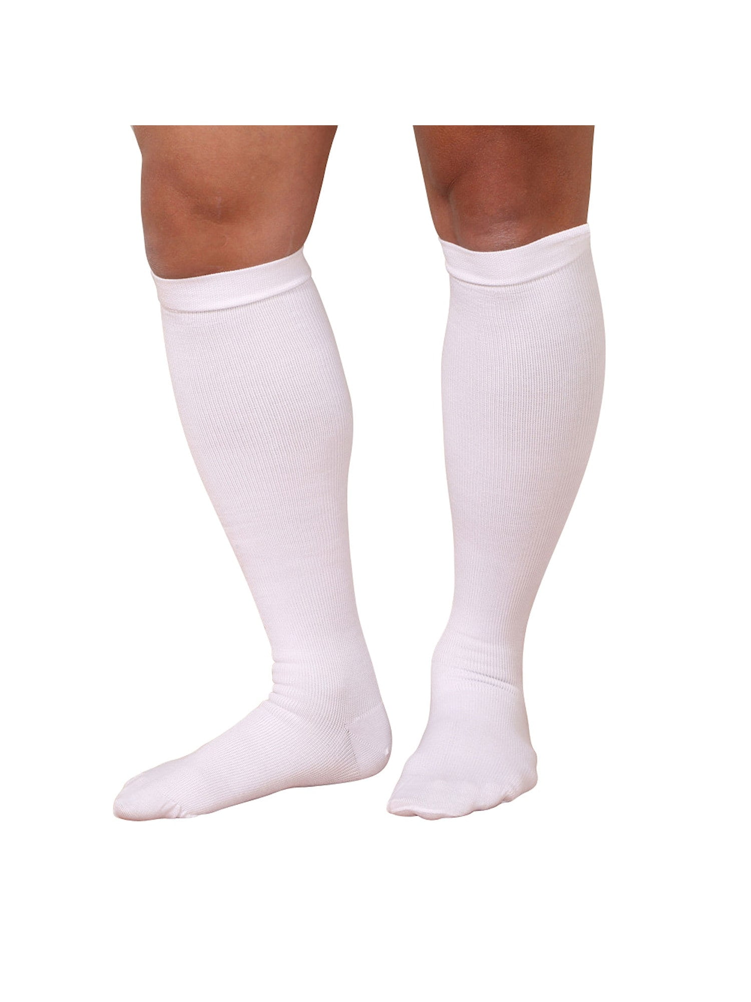 Support Plus Men's Firm Compression Dress Socks Wide Calf White