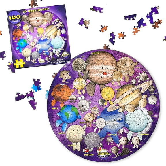 So Many Moons! 500-Piece Jigsaw Puzzle - Explore the Lunar Wonders, Educational & Fun for Ages 8 