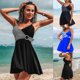 thumbnail image 1 of TFixol Traje de baño para mujer Tankini de dos piezas con correas ajustables y cuello en V Mini vestido, 1 of 8