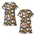 thumbnail image 5 of Salouo Roosters and Chicks Print Short Sleeve Sleepshirt for Womens Comfy Nightgown Scoopneck Cute Nightdress Ruffle -Small, 5 of 7