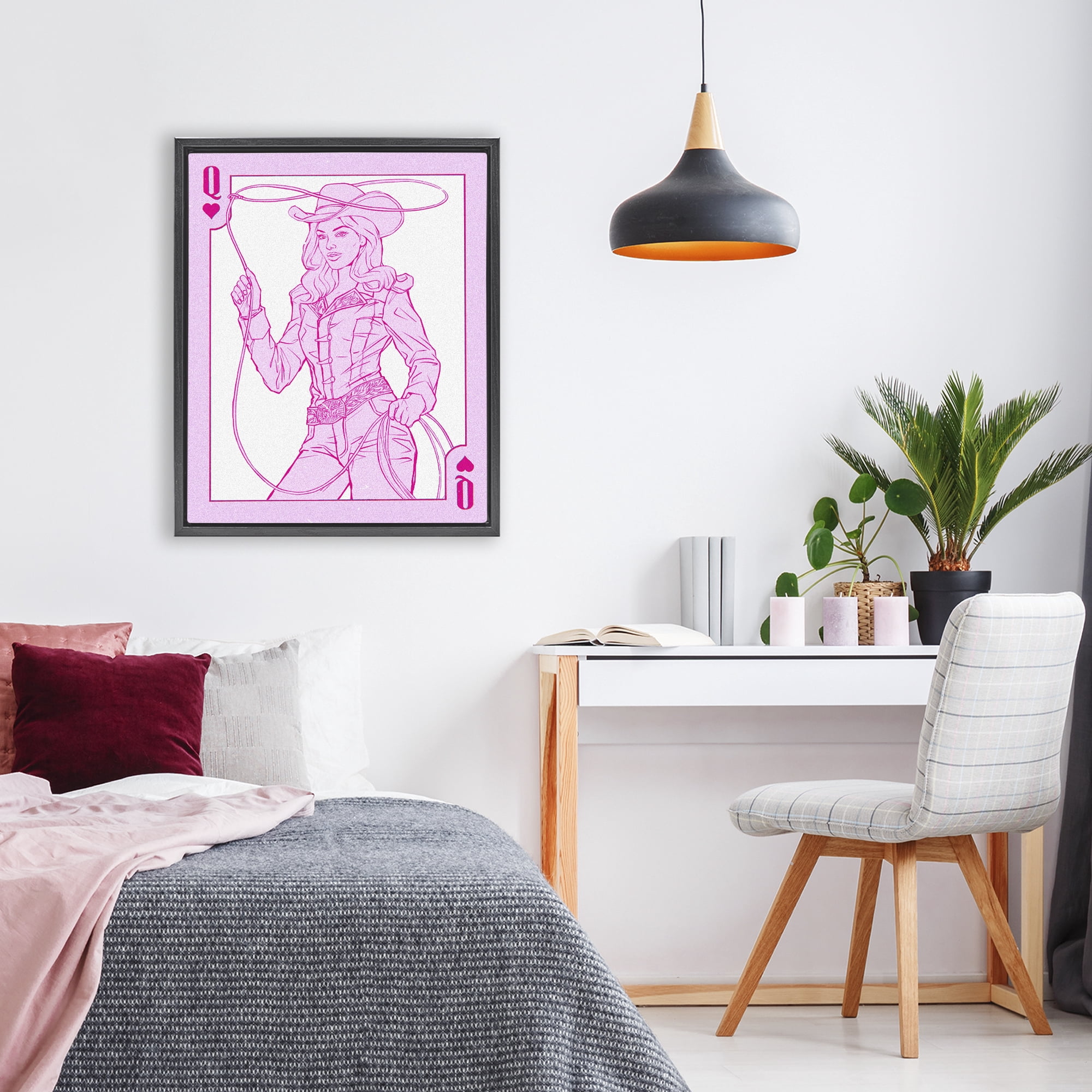 Stupell Industries Cowgirl Queen of Hearts Black Framed Floater Canvas Wall Art, design by Ziwei Li