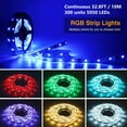 thumbnail image 4 of Led Strip Lights 32.8Ft Continuous 10M/Roll Led Tape Lights,5050 RGB Color Changing Led Rope Lights, 300LEDs, Phone APP Control, Music Sync Led Lights for Bedroom (APP+Remote+Mic+3 Button Switch), 4 of 7