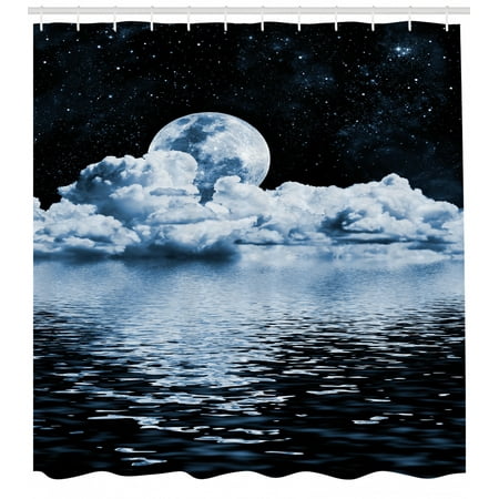 Moon Shower Curtain The Moon Setting Over Clouds Water