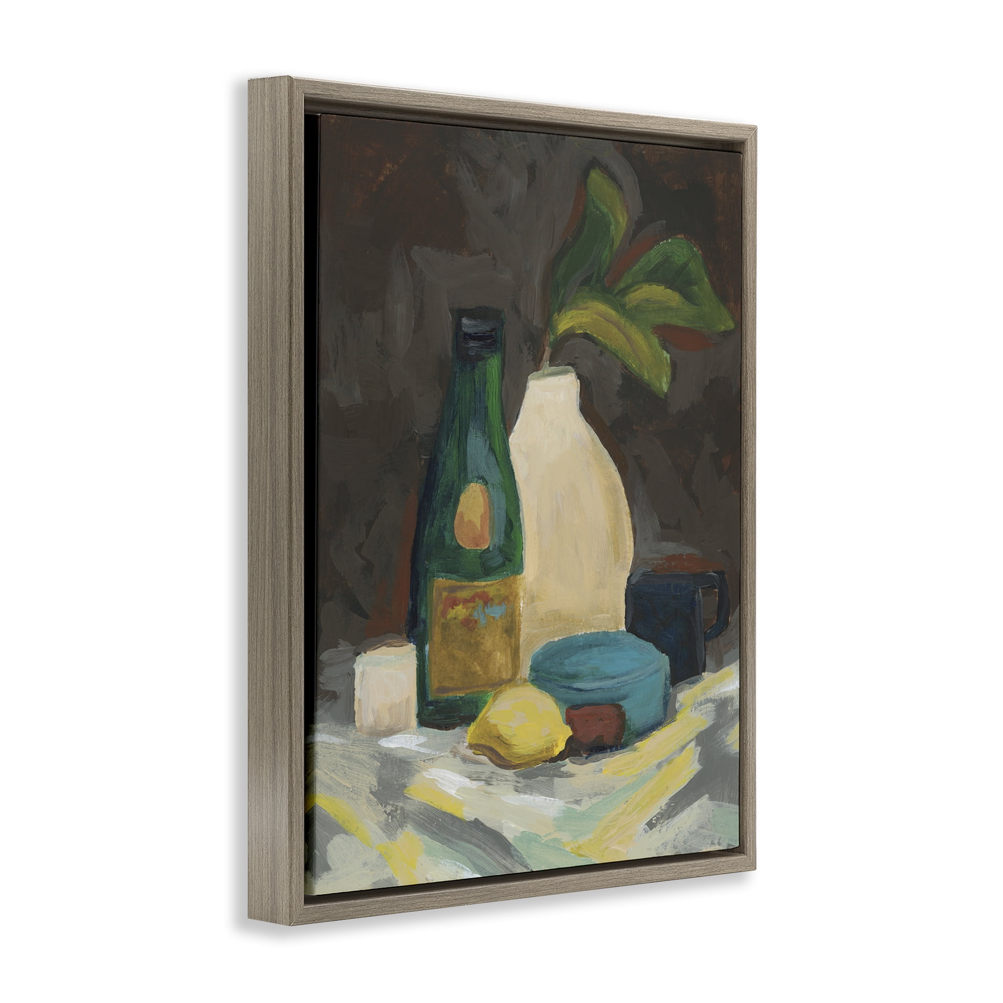 Stupell Industries Traditional Still Life Depiction Plants & Flowers Painting Brown Floater Framed Canvas Art Print Wall Art, 17 x 21