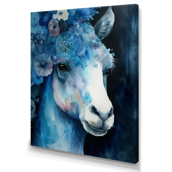 Designart Llama With Flowers I Canvas Wall Art