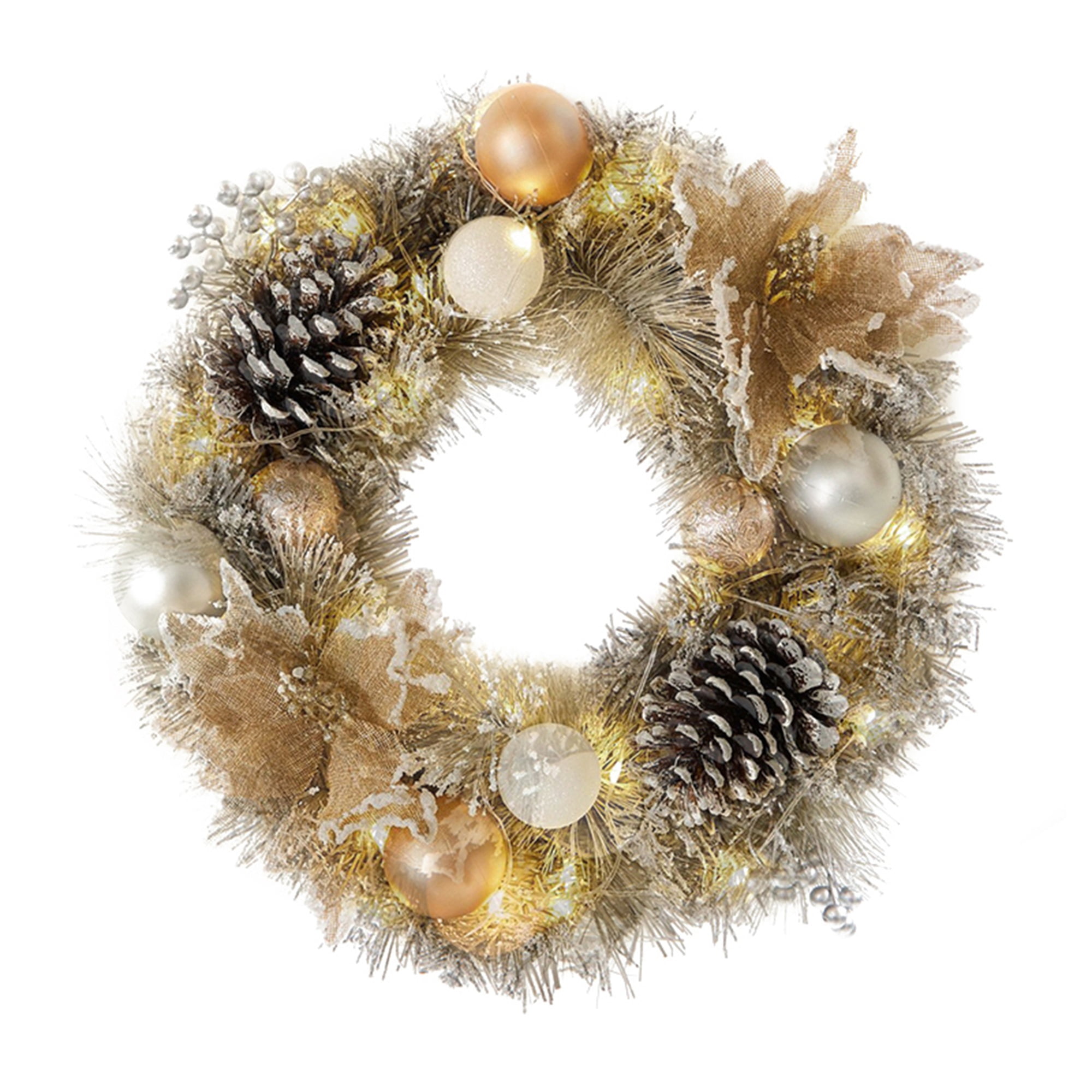 Prelit Christmas Wreaths for Front Door, 16 Inch Battery Operated