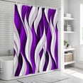 thumbnail image 6 of Purple White Moire Long Shower Curtain Set, Waterproof Shower Curtains for Bathroom, Modern Abstract Art Washable Fabric Cloth Bath Curtain for Bathtub Decoration with Hooks 72x84 Inches, 6 of 6
