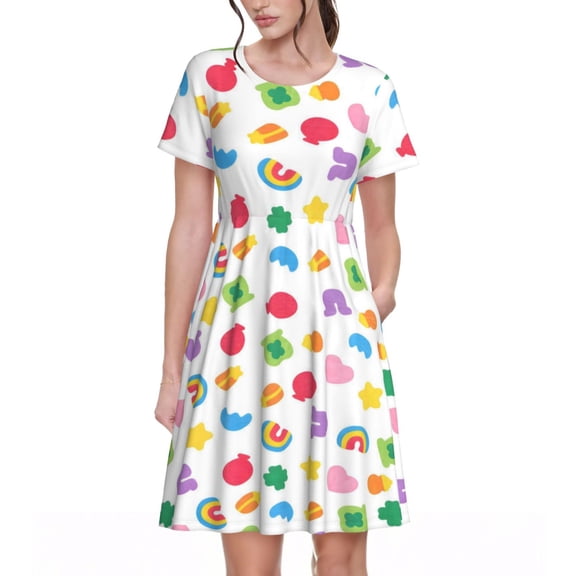 St. Patrick's Day Lucky Charms Women's Dresses Short Sleeve Nightdresses for Summer