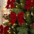 thumbnail image 7 of Christmas Ornaments, Fleece Wine Red Bow Christmas Decoration, Xmas Decorations, Christmas Bow, for Xmas Tree, Home, Party, Holiday Christmas Decorations, 7 of 7