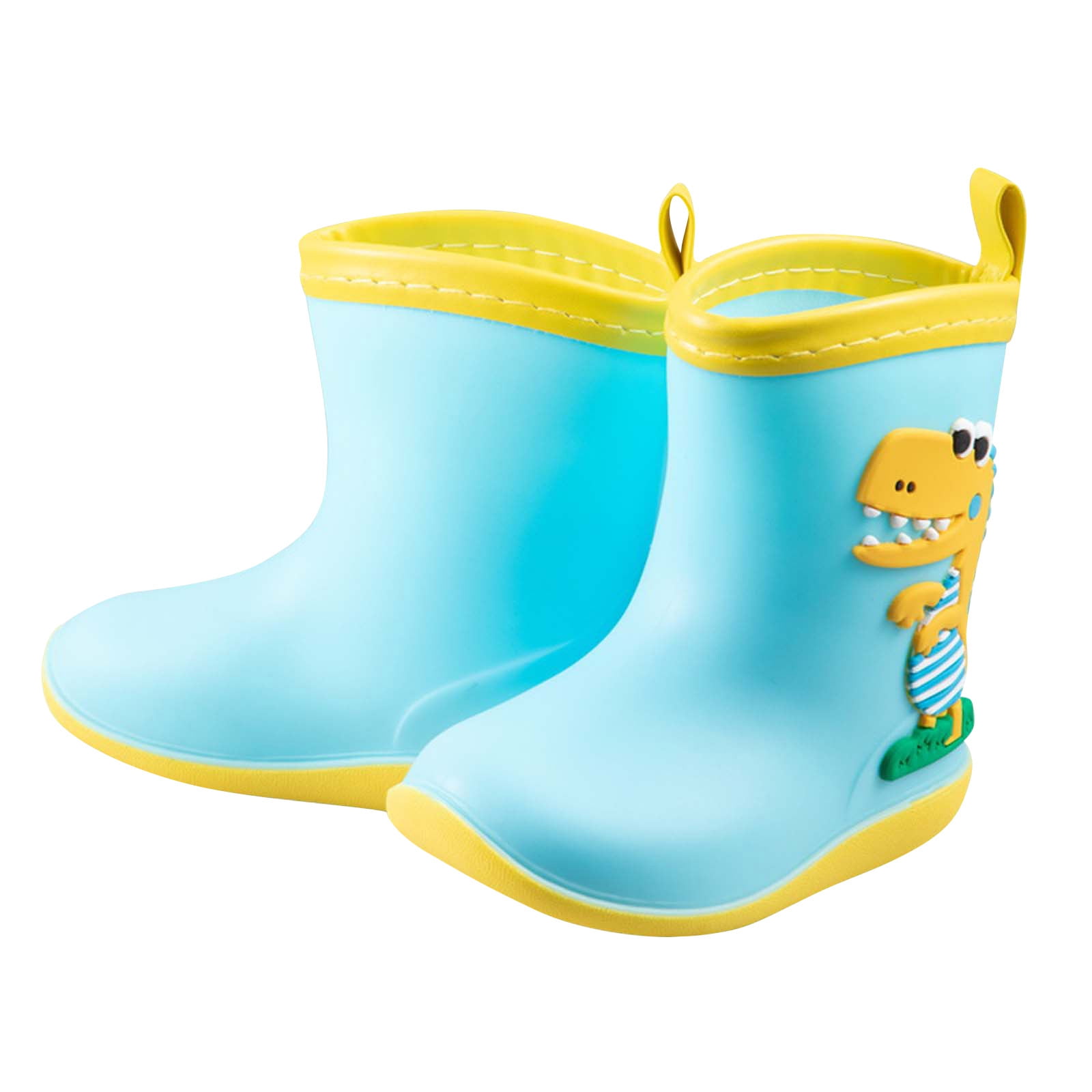 Thatso Toddler Rubber Rain Boots Baby Boy Girl Dinosaur Print Waterproof Shoes with Buckle Kids Classic Wellies 