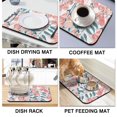 thumbnail image 4 of Washable Rubber Multicolored Floral Dish Drying Mats for Kitchen Counter Home Large Coffee Bar Pad Accessories and Decor for Utensils Stemware 18''x24'', 4 of 7