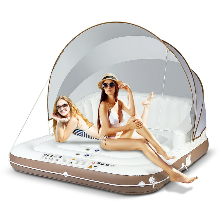 Water inflatable floating platform shade tent floating bed