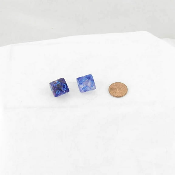 Nocturnal Nebula Luminary Dice with Blue Numbers 16mm (5/8in) D10 Set of 2 Wondertrail