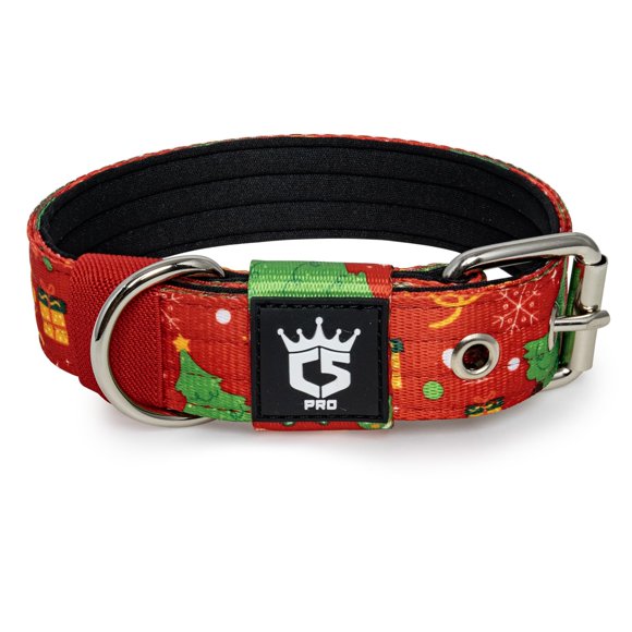 Collar táctico para perros TSPRO de 3,2 cm de ancho con hebilla metálica roja S