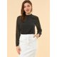 thumbnail image 2 of Blusa Oficina ReuniÃ³n Cuello Alto Linterna Lunares Negro T XL Unique Bargains Blusa, 2 of 6