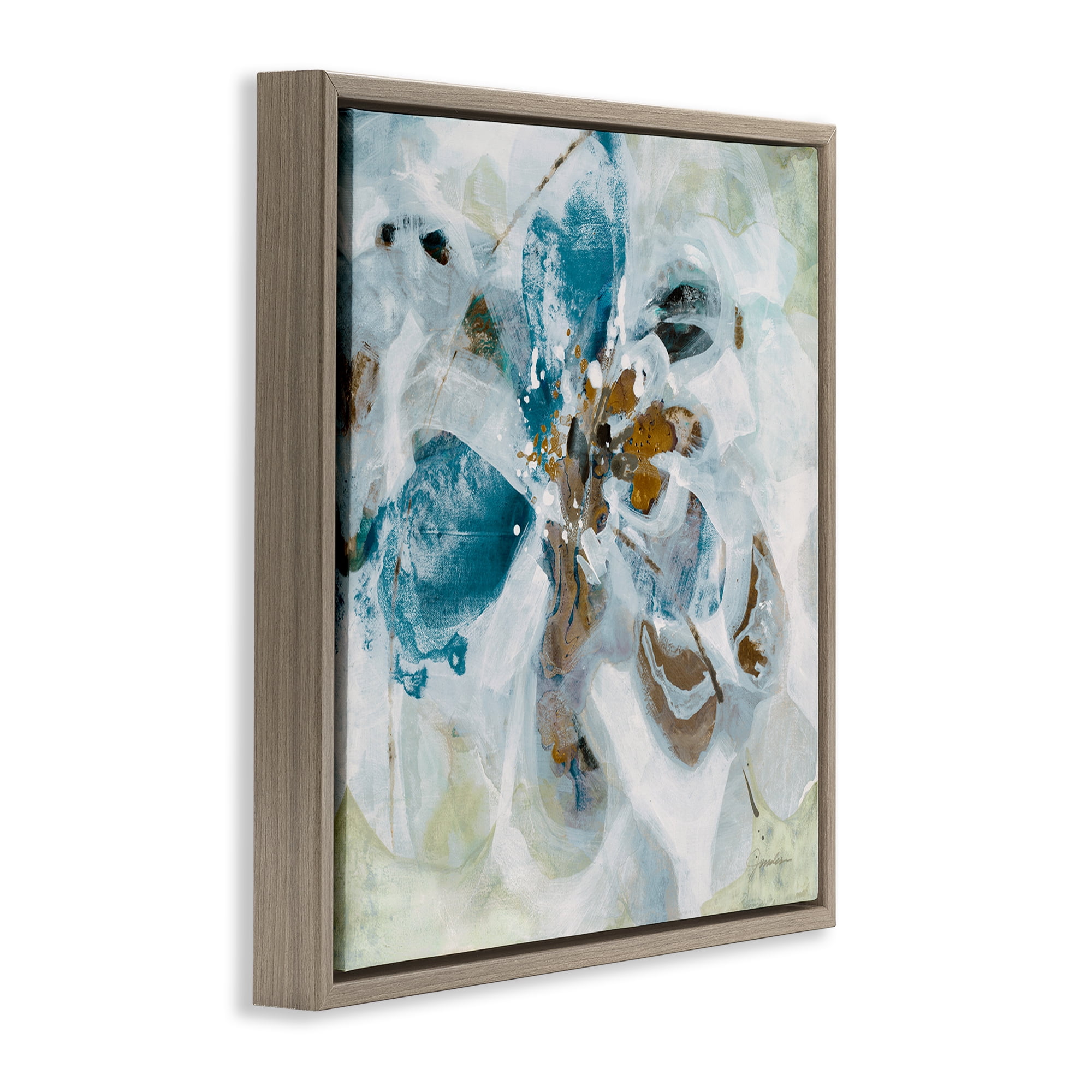 Stupell Industries Abstract Botanical Distortion Abstract Painting Brown Floater Framed Canvas Art Print Wall Art, 25 x 25