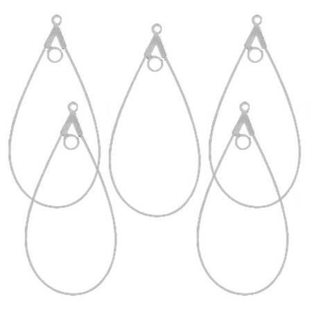 Plated Teardrop Hoop - 48 Silver-plated 40x22mm Smooth Teardrop Add a Bead Hoops for Earrings
