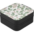 thumbnail image 3 of GZHJMY Green Branches and Red Berries Travel Jewelry Organizer Portable PU Leather Jewelry Box for Womens Earring Necklace Bracelets, 3 of 7