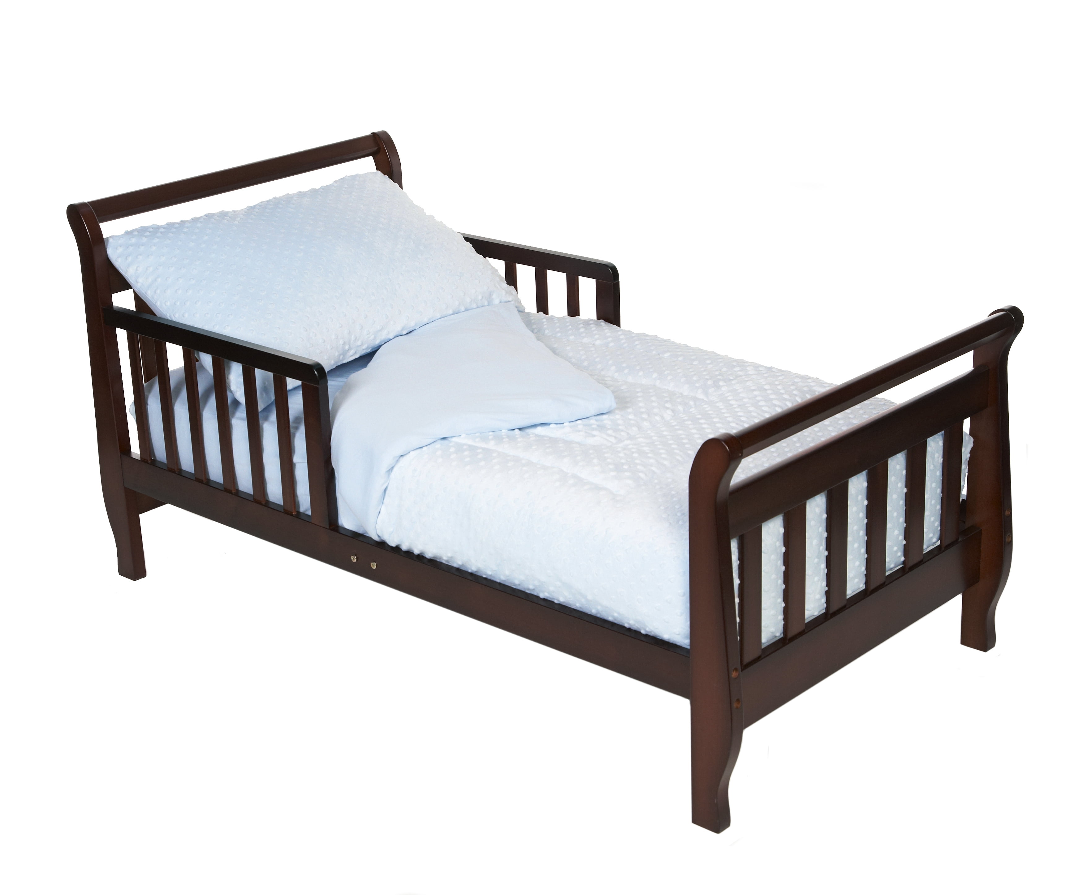 TL Care Minky Dot Chenille 4 Piece Toddler Bed Set, Blue, for Boys and Girls