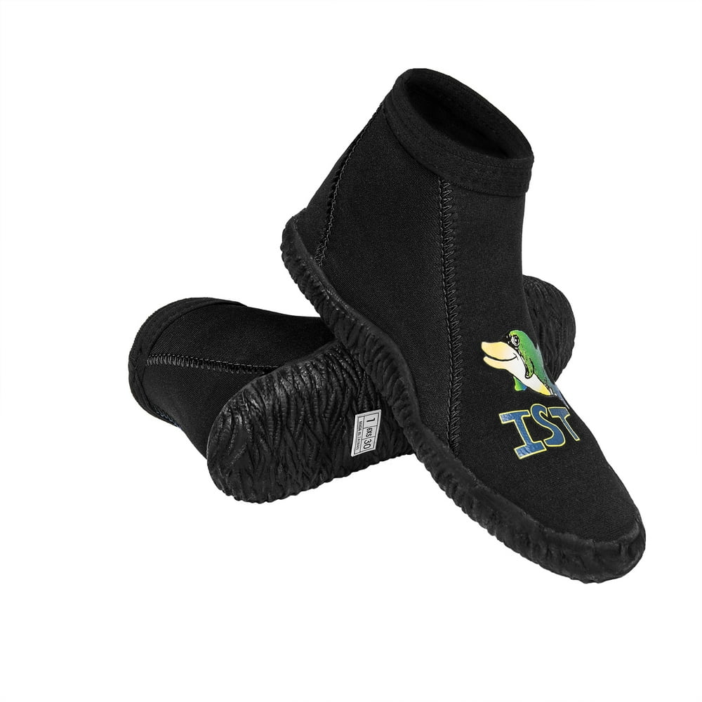 IST S38J Kids 3mm Low Cut Sturdy Warm Water Booties, Vulcanized Rubber Sole (Black, 1