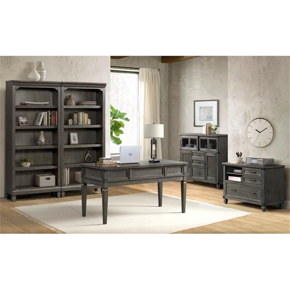Intercon Furniture Foundry Home Office 76" Wood Bunching Bookcase in Pewter