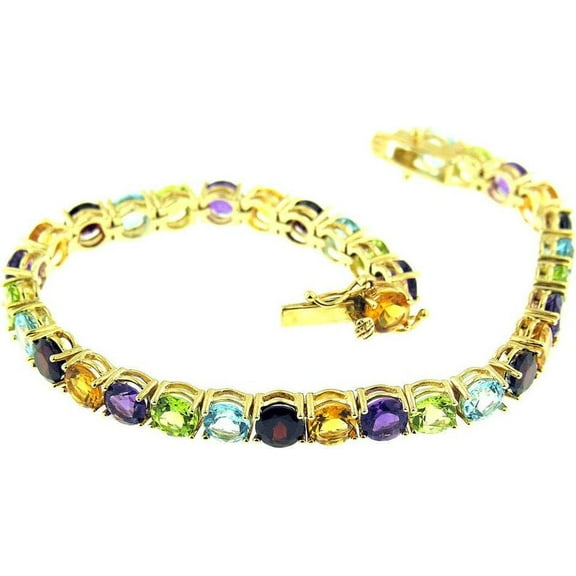 Rainbow Sapphire Bracelet,Multi-Color Sapphire Tennis Bracelet,Lab Sapphire Round Rainbow Tennis Bracelet,Ombre Bracelet.