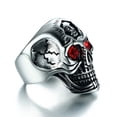 thumbnail image 3 of Skeleton Ghost Head Ring with Ruby Eyes Electroplated Alloy Ring Festive Gift Ring Individually Packed Halloween Ring Gothic Ring Skull Ring for Men and Women, 3 of 3