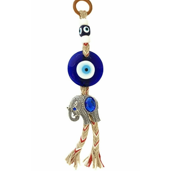 Handmade Turkish Blue Evil Eye with Lucky Elephant  Wall Car Decor Amulet Hanging Decor Gift