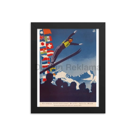 Garmisch Partenkirchen, Germany. Winter Sports, 1937. Framed Vintage Travel Poster