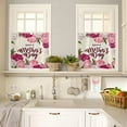 thumbnail image 4 of Kitchen Curtains and Valances Set, Pink Flower Happy Mother''s Day Curtains Tier Farmhouse Rod Pocket Half Window Curtain 24 Inch Length, 3 Piece Kitchen Curtain Set, 4 of 5