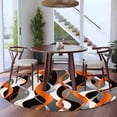thumbnail image 4 of Orange Gray Stripes Round Living Room Rugs 7 ft, Abstract Art Modern Washable Area Rug with Non-Slip Sturdy Edge Binding Round Carpet for Kitchen Office Bedroom, 4 of 9