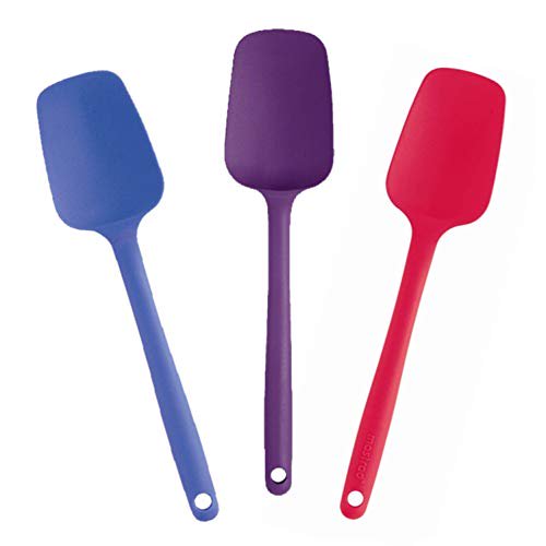 Silicone Spoon Spatula 3 Piece Set (Blue, Purple, Red) Mastrad Non