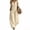 #001-Beige, variant on Women's Plus Size Wide Leg Pants, Solid Color V-Neck Short Sleeve Buttoned Jumpsuit with Pockets, Loose Cotton Pants for Women, Casual Fashion Jumpsuits for Women