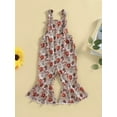 thumbnail image 2 of Bagilaanoe Toddler Baby Girl Summer Jumpsuit Sleeveless Floral Print Romper Overalls 6M 12M 18M 24M 3T 4T Kids Flare Long Pants Casual Outfits, 2 of 8