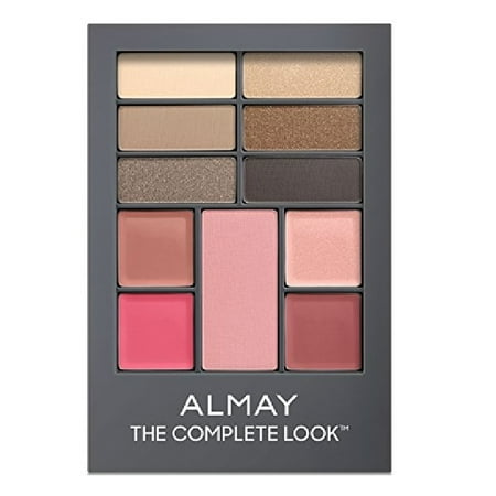 Almay The Complete Look Palette, Makeup for Eyes, Lips and Cheeks #100 Light/Medium Skin Tones + Makeup Blender