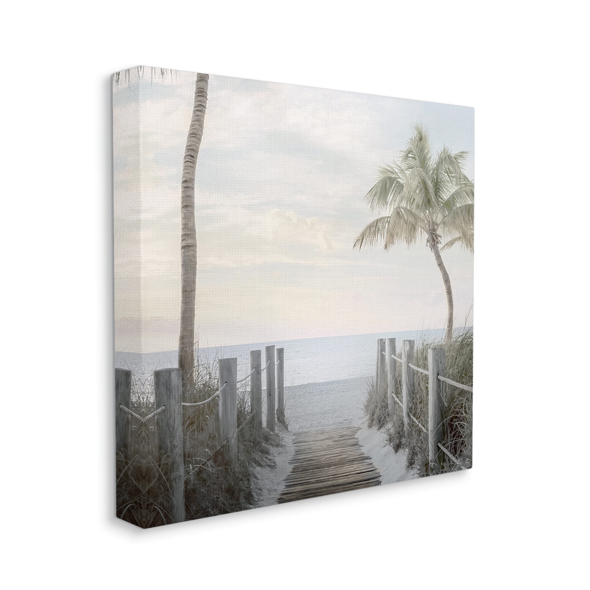 Stupell Industries Tropical Palm Tree Boardwalk Summer Beach Landscape , 24 x 24, Design by Mike Calascibetta
