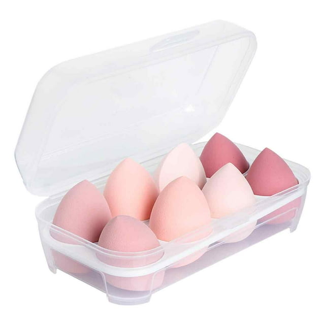 Juego de esponjas de maquillaje Blender Beauty Foundation Blender, perfectas para maquillaje líquido, en crema y en polvo, esponjas de maquillaje multicolor, color rosa, 8 unidades en una caja