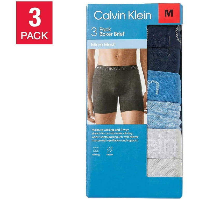 Calvin Klein Men s Micro Mesh Boxer 4 Way Stretch 3 Pack Blue XL