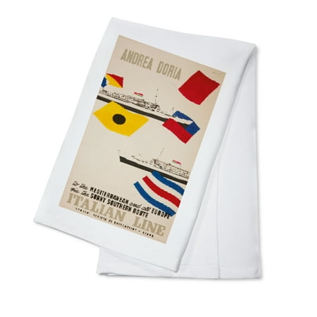 Kota Doria Cotton Saree - Andrea Doria - Cristoforo Columno Vintage Poster (artist: Ciuti) Italy c. 1954 (100% Cotton Kitchen Towel)