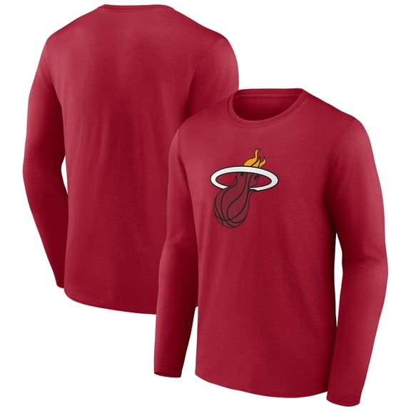 Men's Red Miami Heat Primary Logo Long Sleeve T-Shirt