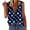 Navy, variant on Honeeladyy Sales Online Women Summer Vest Peacock Leopards Stars Print Pattern Shirt Loose Zipper V Neck Tank Tops Sleeveless Soft Tee