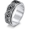 thumbnail image 2 of SINLEO Anillo de ansiedad de acero inoxidable con nudo celta, anillo giratorio para hombres y mujeres, anillos inquietos, herramienta para aliviar el estrés, joyería para la ansiedad, 2 of 5