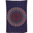 thumbnail image 4 of Bless International Indian hippie Bohemian Psychedelic Golden Blue Peacock Mandala Wall hanging Bedding Tapestry (Midnight Blue, Medium(54x60Inches)(137x152cms)), 4 of 4