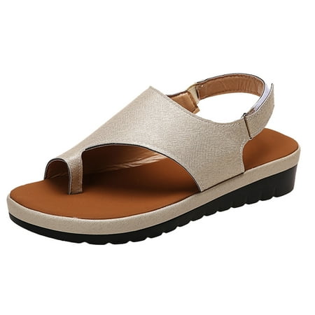 

new home gifts for home Fashion Women Summer Solid Color Comfortable Wedges Shoes Beach Peep Toe Breathable Sandals Pu Gold
