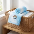 thumbnail image 5 of Unique Bargains 2 Pcs Rainbow Cotton Soft Absorbent Hand Towels Blue 28" x 13", 5 of 7