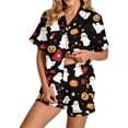 thumbnail image 3 of Ruyelune Black Halloween Pajamas Women Pj Sets For Woman, Button Down Shirts With Pajama Shorts, Cute Print, Comfy Sets L, 3 of 4